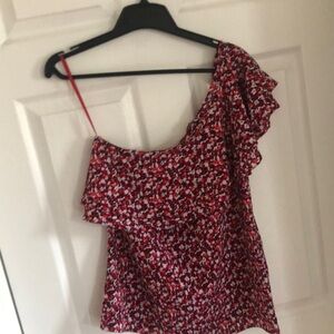 Michael Kors Dainty Delicate Tiny Floral One-Shoulder top